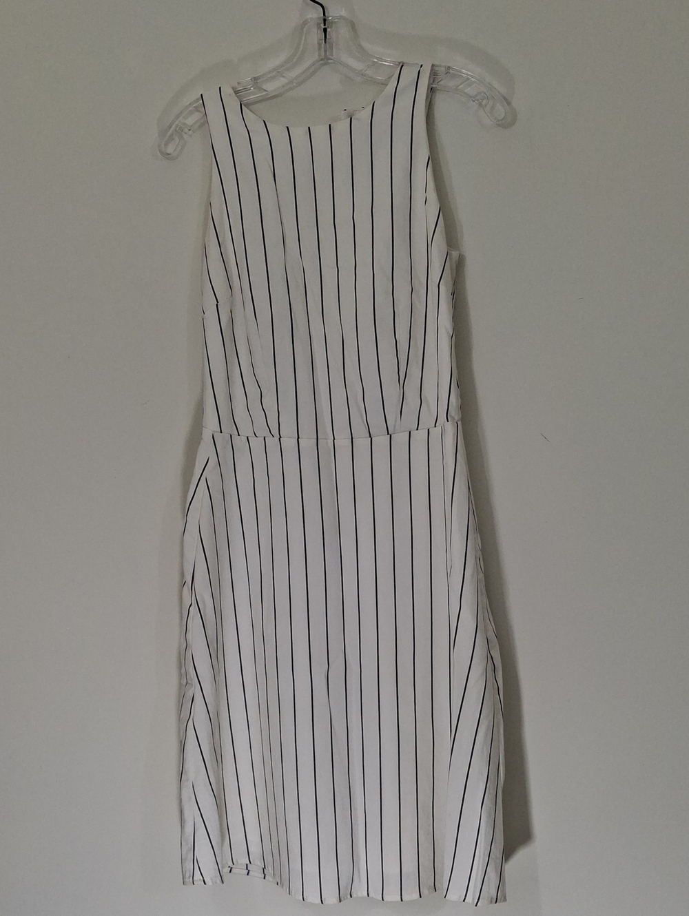 a new day White Dress with Black Vertical Stripes, Size Small